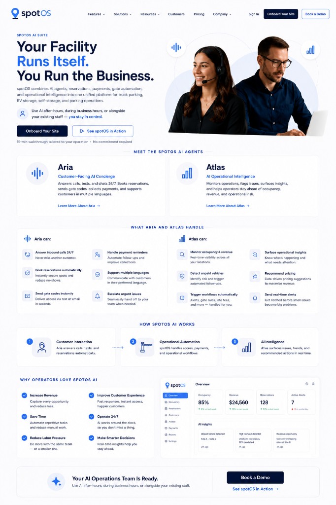 spotOS operators — facility manager and AI-powered customer concierge